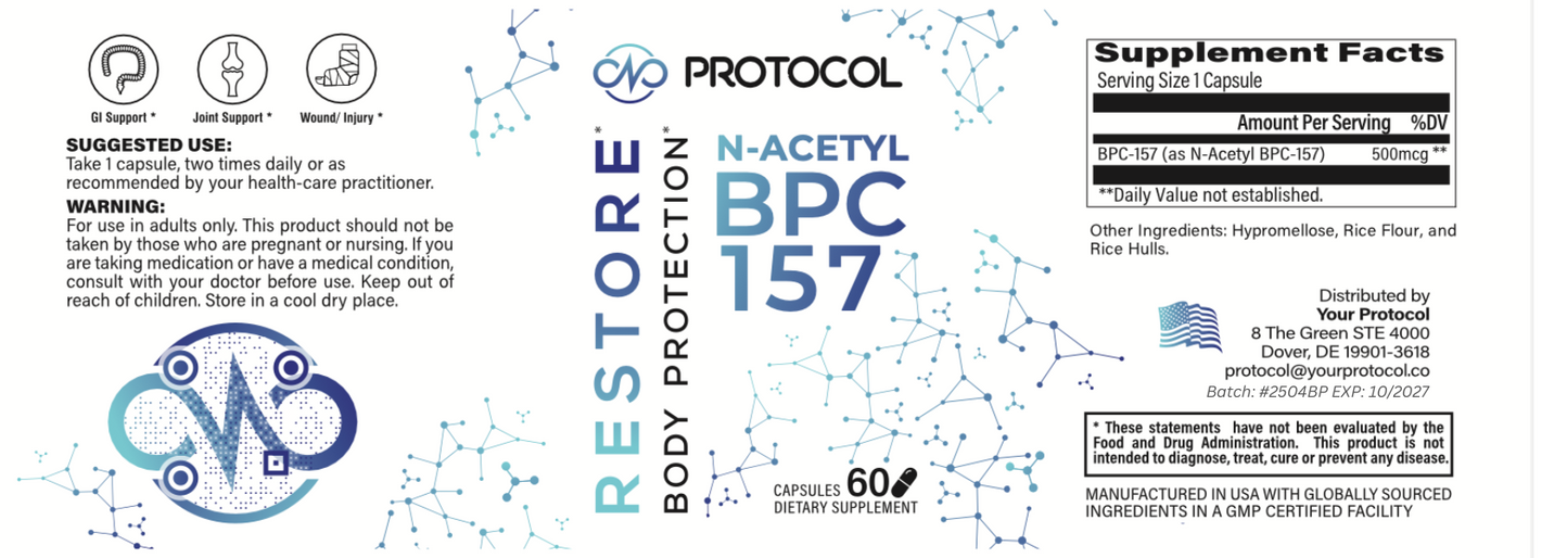 N-acetyl-BPC, 500mcg, 60 Capsules