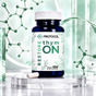PROTOCOL Restore+ thymON 2.5 mg, 60 capsules: dietary supplement bottle with one capsule on a clear glass stand