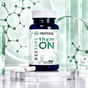 PROTOCOL Restore+ thymON 2.5 mg, 60 capsules: dietary supplement bottle with one capsule on a clear glass stand