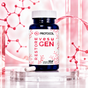 PROTOCOL Restore+ vesuGEN 1 mg, 60 capsules: dietary supplement bottle with one capsule on a clear glass stand