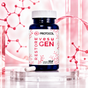 PROTOCOL Restore+ vesuGEN 1 mg, 60 capsules: dietary supplement bottle with one capsule on a clear glass stand