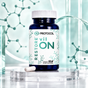 PROTOCOL Restore+ vilON 1 mg, 60 capsules: dietary supplement bottle with one capsule on a clear glass stand